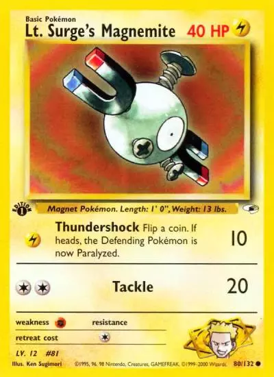 Lt. Surge's Magnemite 80/132 Gym Heroes Pokemon card