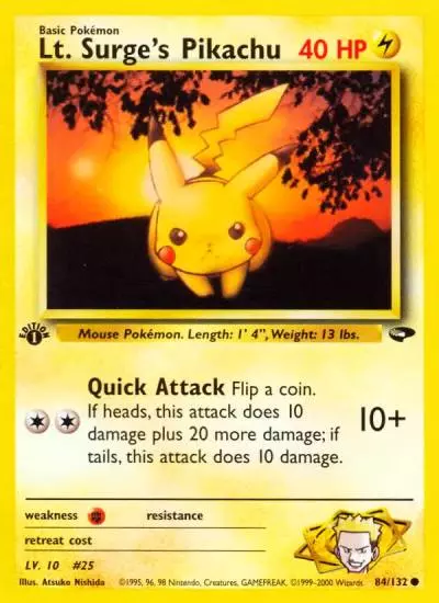 Lt. Surge's Pikachu 84/132 Gym Challenge Pokemon card