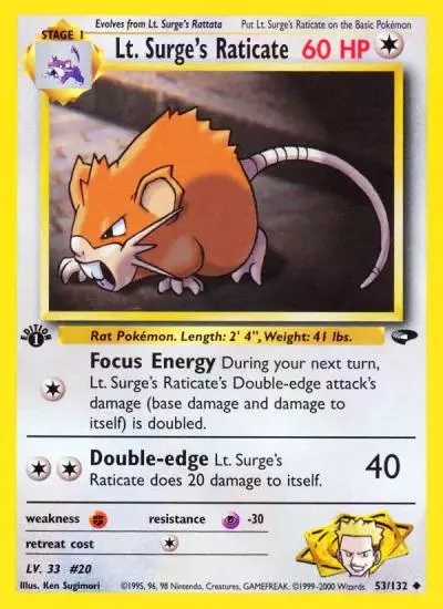 Lt. Surge's Raticate 53/132 Gym Challenge Pokemon card