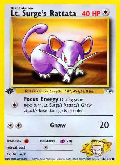 Lt. Surge's Rattata 82/132 Gym Heroes Pokemon card