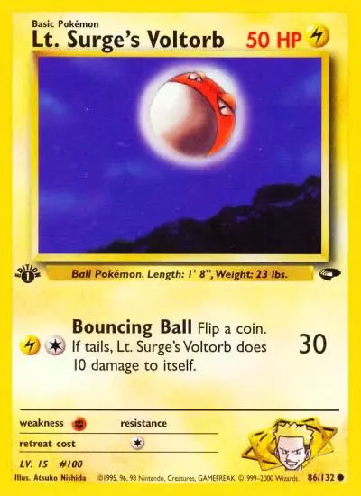 Lt. Surge's Voltorb 86/132 Gym Challenge Pokemon card