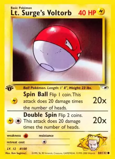 Lt. Surge's Voltorb 84/132 Gym Heroes Pokemon card