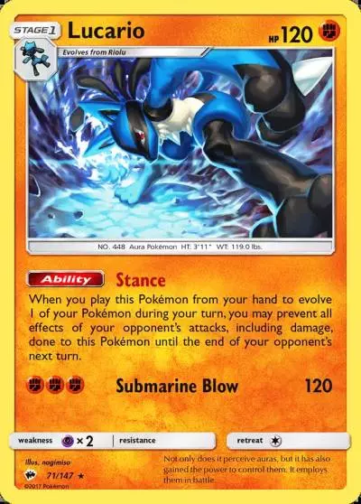 Lucario 71/147 Burning Shadows Pokemon card