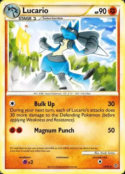 Lucario 19/95 HS—Unleashed Pokemon card
