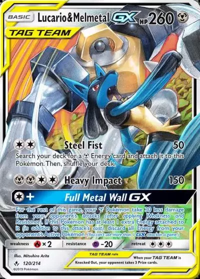 Lucario & Melmetal-GX 120/214 Unbroken Bonds Pokemon card