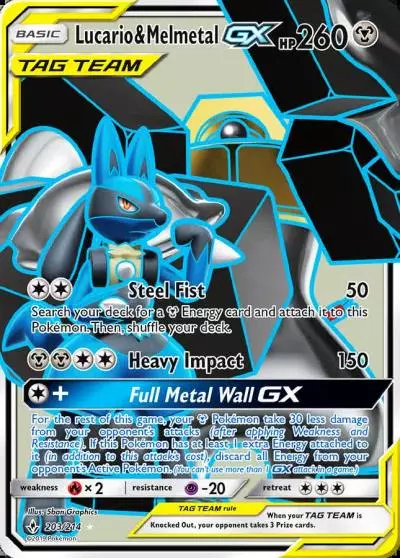 Lucario & Melmetal-GX 203/214 Unbroken Bonds Pokemon card