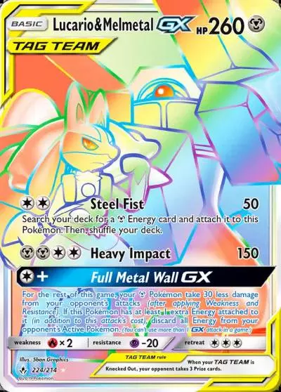 Lucario & Melmetal-GX 224/214 Unbroken Bonds Pokemon card