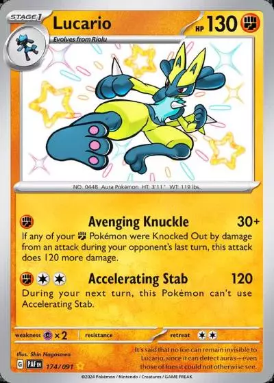 Lucario 174/91 Paldean Fates Pokemon card