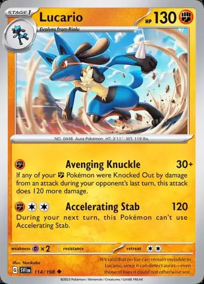 Lucario 114/198 Scarlet & Violet Pokemon card