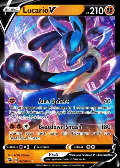 Lucario V 27/73 Champion's Path Pokemon card