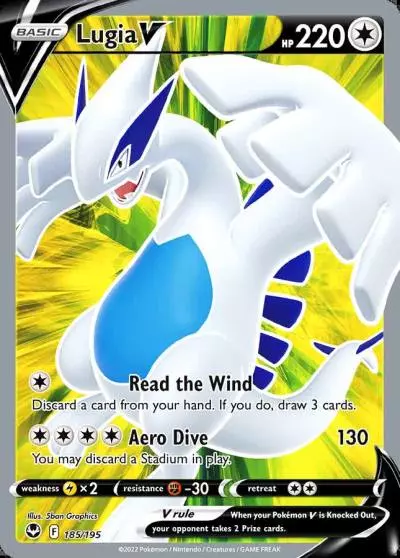 Lugia V 185/195 Silver Tempest Pokemon card