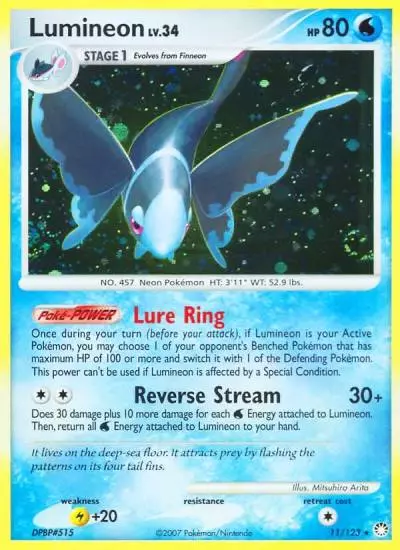 Lumineon 11/123 Mysterious Treasures Pokemon card