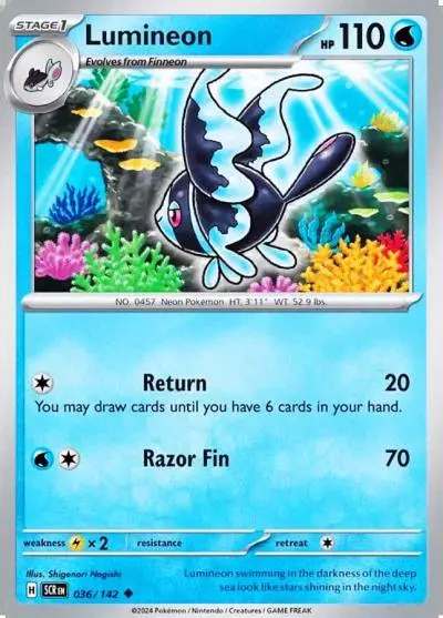 Lumineon 36/142 Stellar Crown Pokemon card
