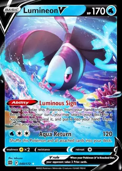 Lumineon V 40/172 Brilliant Stars Pokemon card