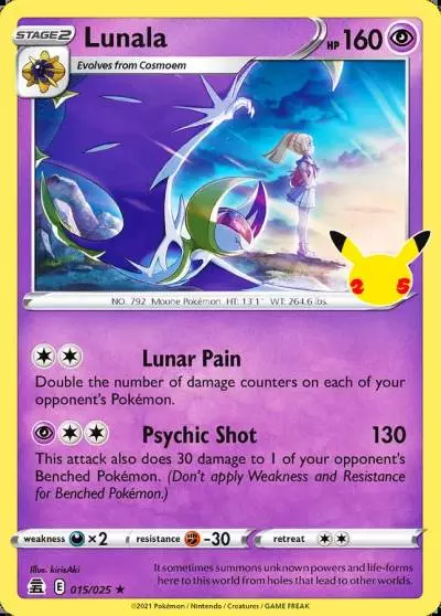 Lunala 15/25 Celebrations Pokemon card