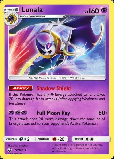 Lunala 70/168 Celestial Storm Pokemon card