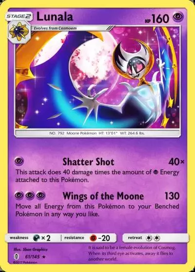 Lunala 61/145 Guardians Rising Pokemon card