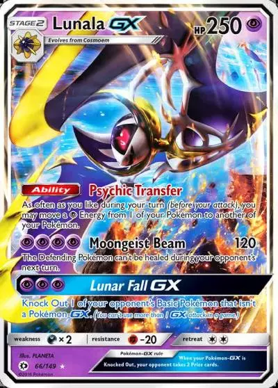 Lunala-GX 66/149 Sun & Moon Pokemon card