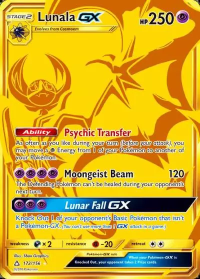 Lunala-GX 172/156 Ultra Prism Pokemon card