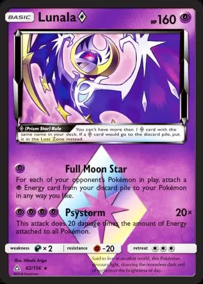 Lunala ◇ 62/156 Ultra Prism Pokemon card