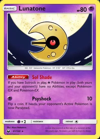 Lunatone 61/168 Celestial Storm Pokemon card