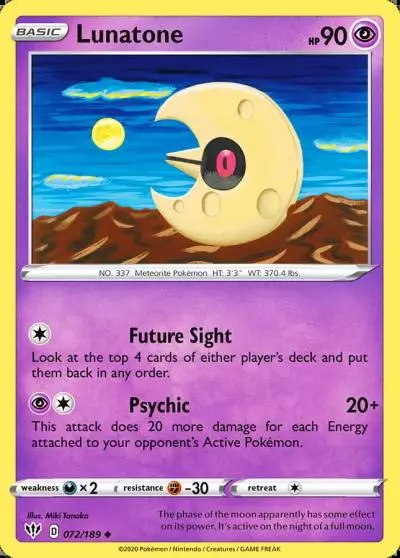 Lunatone 72/189 Darkness Ablaze Pokemon card