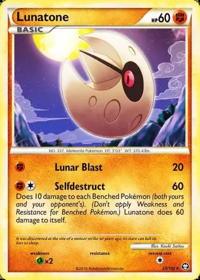 Lunatone 25/102 HS—Triumphant Pokemon card