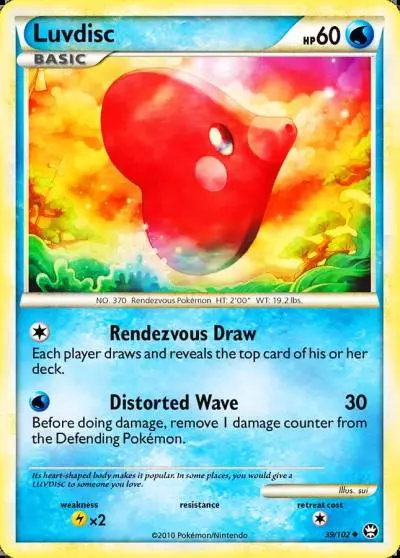 Luvdisc 39/102 HS—Triumphant Pokemon card