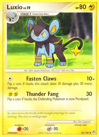 Luxio 52/130 Diamond & Pearl Pokemon card