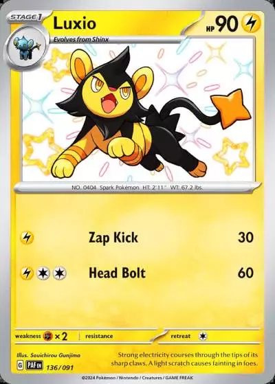 Luxio 136/91 Paldean Fates Pokemon card