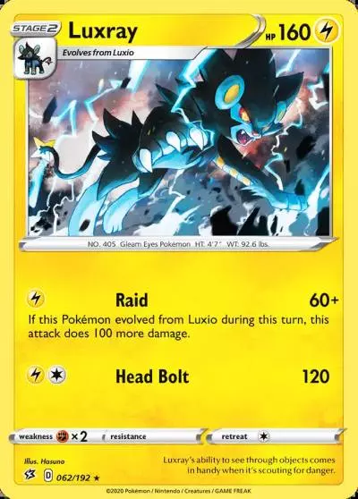 Luxray 62/192 Rebel Clash Pokemon card