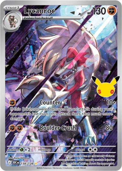 Lycanroc 138/128 30th Celebration Pokemon card
