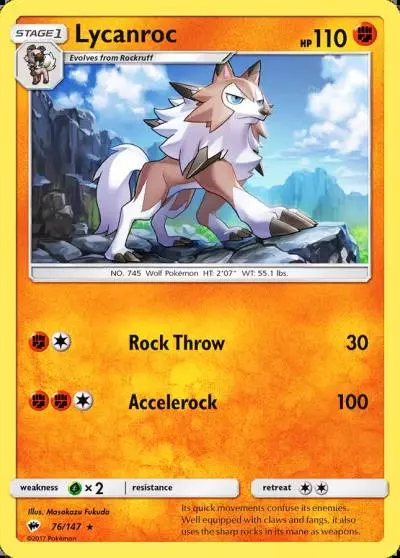 Lycanroc 76/147 Burning Shadows Pokemon card