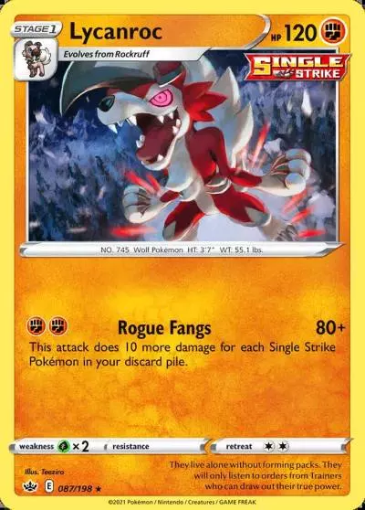 Lycanroc 87/198 Chilling Reign Pokemon card