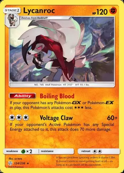 Lycanroc 124/236 Cosmic Eclipse Pokemon card