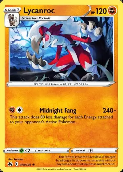 Lycanroc 74/159 Crown Zenith Pokemon card