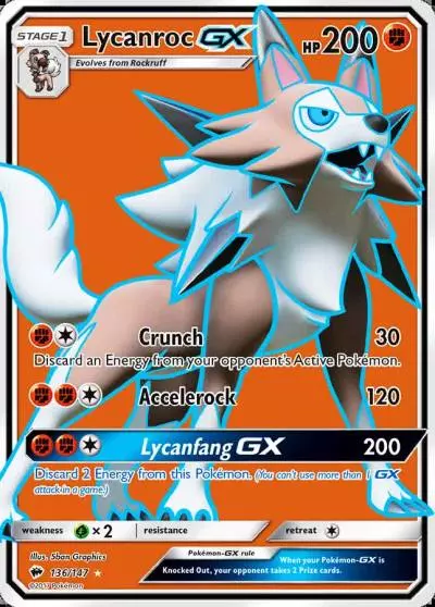 Lycanroc-GX 136/147 Burning Shadows Pokemon card
