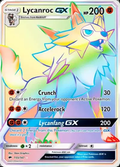 Lycanroc-GX 155/147 Burning Shadows Pokemon card