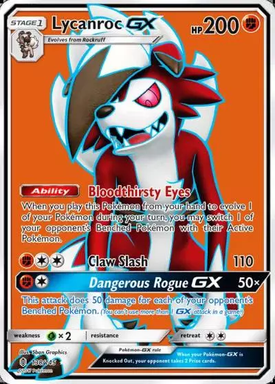 Lycanroc-GX 138/145 Guardians Rising Pokemon card