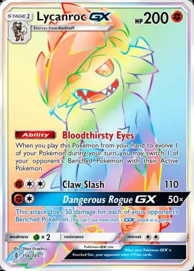 Lycanroc-GX 156/145 Guardians Rising Pokemon card