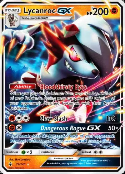 Lycanroc-GX 74/145 Guardians Rising Pokemon card