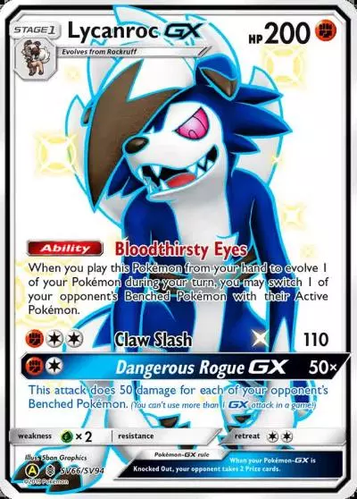 Lycanroc-GX SV66/94 Hidden Fates Shiny Vault Pokemon card