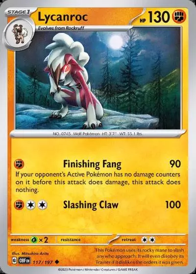 Lycanroc 117/197 Obsidian Flames Pokemon card