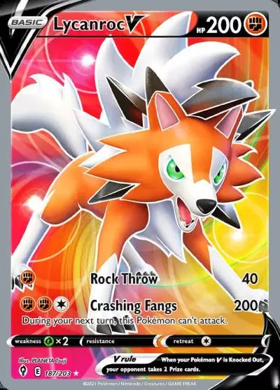 Lycanroc V 187/203 Evolving Skies Pokemon card