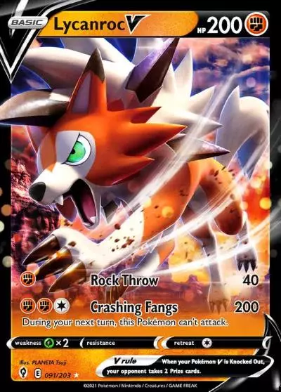 Lycanroc V 91/203 Evolving Skies Pokemon card
