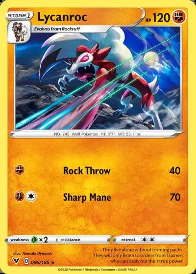 Lycanroc 95/185 Vivid Voltage Pokemon card