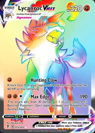 Lycanroc VMAX 213/203 Evolving Skies Pokemon card