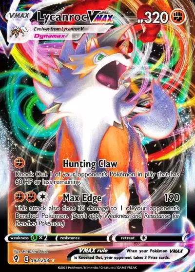 Lycanroc VMAX 92/203 Evolving Skies Pokemon card