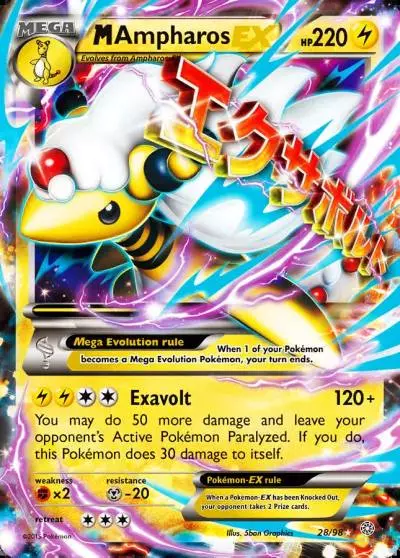 M Ampharos-EX 28/98 Ancient Origins Pokemon card