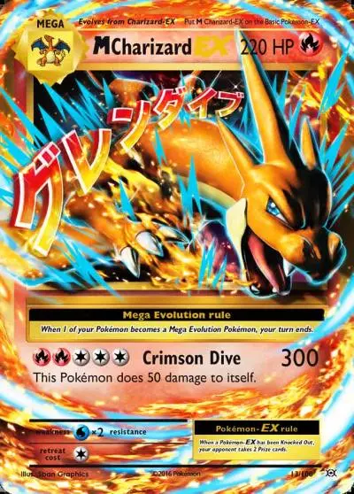 M Charizard-EX 13/108 Evolutions Pokemon card